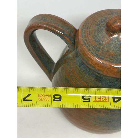 Art Pottery Stoneware TEAPOT Handmade Studio Signed AMR Vintage Brown GLAZE - Picture 6 of 11